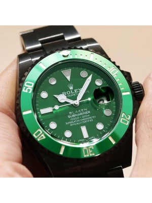 SUBMARINER 40MM CUSTOM ALL BLACK GREEN BEZEL