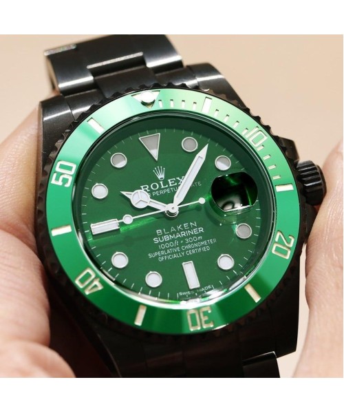 SUBMARINER 40MM CUSTOM ALL BLACK GREEN BEZEL
