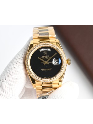 Rolex Day-Date 18238 18k Yellow Gold President Onyx Black Watch 36mm 1994 Paper