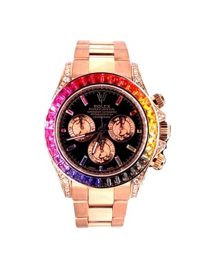 Rolex Daytona 116505 Custom Rainbow Diamonds and Sapphires BOX/PAPERS