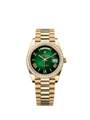 Rolex Day Date 128348rbr-0069 Green Ombré Roman Dial & Diamond Bracelet