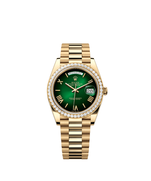 Rolex Day Date 128348rbr-0069 Green Ombré Roman Dial & Diamond Bracelet