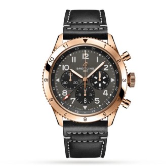 Breitling Aviation Men Automatic Grey Calf Watch RB04451A1B1X1