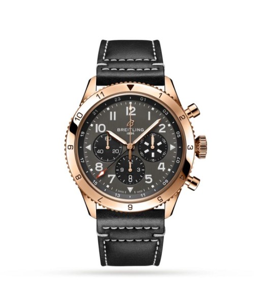 Breitling Aviation Men Automatic Grey Calf Watch RB04451A1B1X1