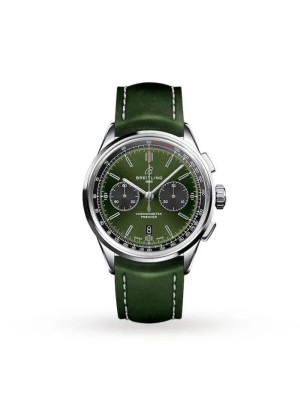 Breitling Premier Bentley Men Automatic Green Leather Watch AB0118A11L1X1