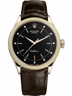 Rolex Cellini Time Reloj para Hombre de Oro Rosa de 18K con Diamantes 50605RBR-0013