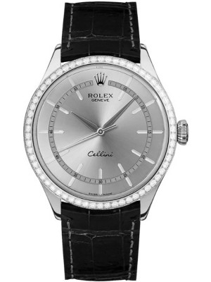 Rolex Cellini Time 18k White Gold Men's Watch 50709RBR-0010