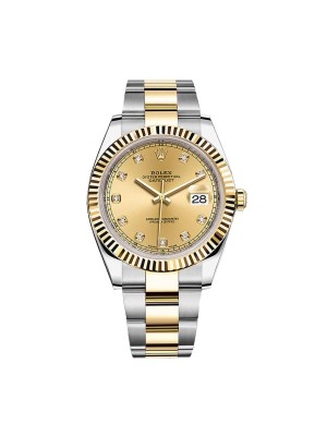 Rolex Datejust II 41mm Oyster 116333 18k TT/SS Champagne Baguette Diamond Dial