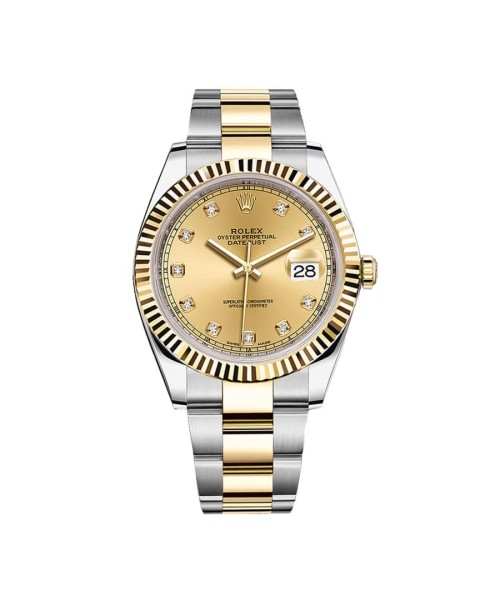 Rolex Datejust II 41mm Oyster 116333 18k TT/SS Champagne Baguette Diamond Dial
