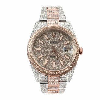 Rolex Datejust Two Tone Oyster Fully Iced Out 126303