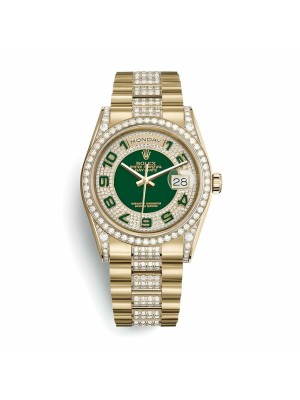 Rolex Datejust Yellow Gold Green Dial Iced out 118348