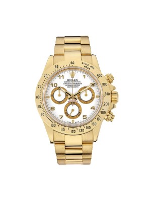 Replica Rolex Daytona 18k Yellow Gold White Diamond Dial Mens 40mm Watch 116528