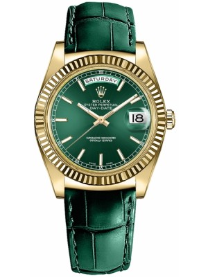 Rolex Day-Date 36 Green Dial Solid 18k Gold Luxury Watch 118138-0003
