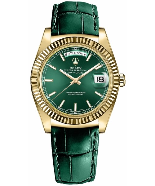 Rolex Day-Date 36 Green Dial Solid 18k Gold Luxury Watch 118138-0003