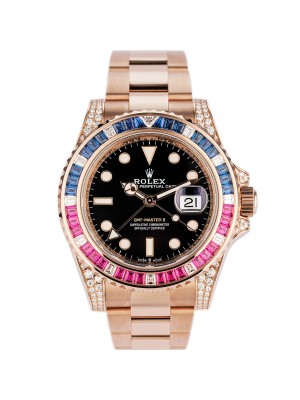 Rolex GMT Master 2 Iced Lugs Sapphire Diamond Ruby Bezel 126755SARU