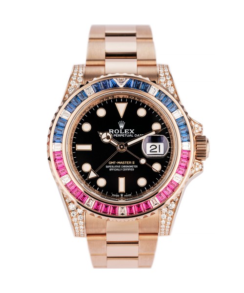 Rolex GMT Master 2 Iced Lugs Sapphire Diamond Ruby Bezel 126755SARU