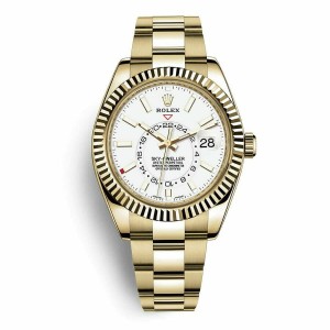 Replica Rolex Sky-Dweller Yellow Gold Fluted Bezel