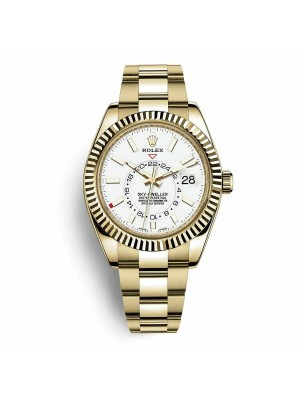 Replica Rolex Sky-Dweller Yellow Gold Fluted Bezel