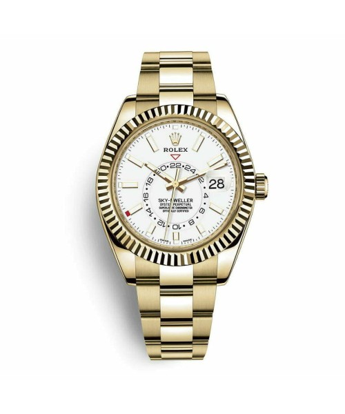 Replica Rolex Sky-Dweller Yellow Gold Fluted Bezel