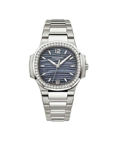 Patek Philippe Nautilus Blue Tinted Mother Of Pearl Dial Automatic Ladies Diamond Watch 7018/1A-010