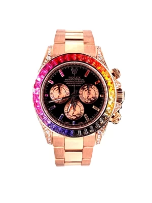Rolex Daytona 116505 Custom Rainbow Diamonds and Sapphires BOX/PAPERS