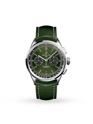 Breitling Premier Bentley Men Automatic Green Leather Watch AB0118A11L1X1