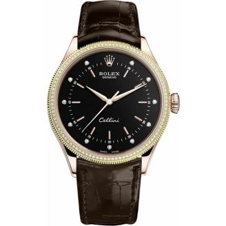 Rolex Cellini Time Reloj para Hombre de Oro Rosa de 18K con Diamantes 50605RBR-0013