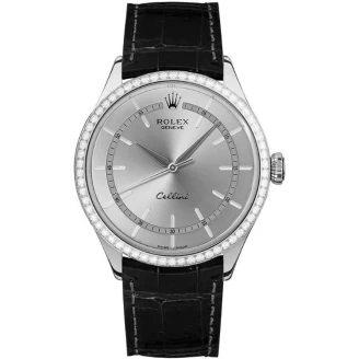 Rolex Cellini Time 18k White Gold Men's Watch 50709RBR-0010
