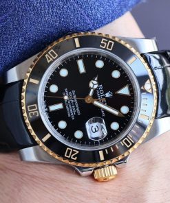 SUBMARINER DATE 40 STEEL CASE GOLD BLACK CERAMIC LEATHER
