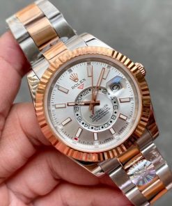 SKY-DWELLER TWO-TONE 42 ROSE GOLD BEZEL GREY DIAL
