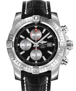 Breitling Super Avenger 2 Black Leather Deployment A1337111 BC29